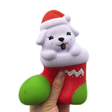 Squishy christmas slipper dog
